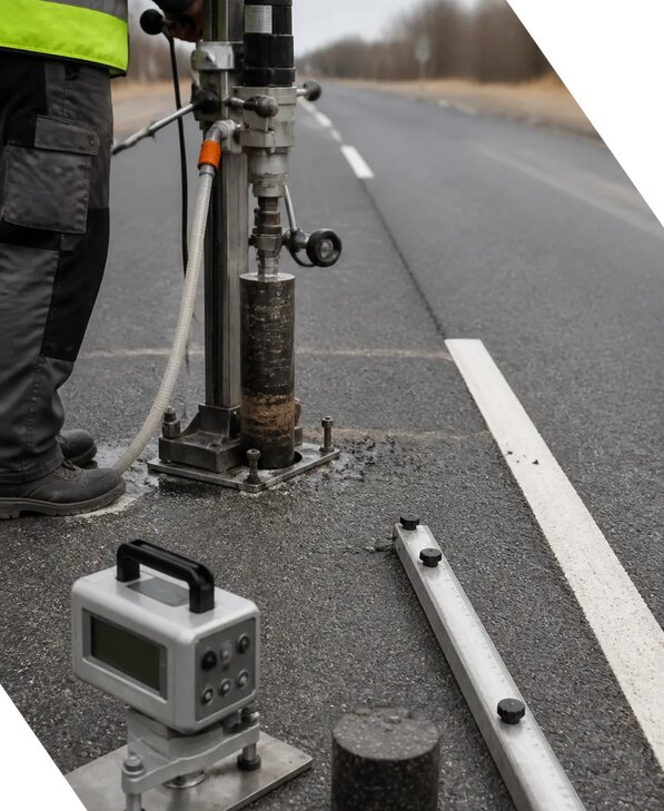 Испытание дорожного покрытия лабораторными методами в Искитиме